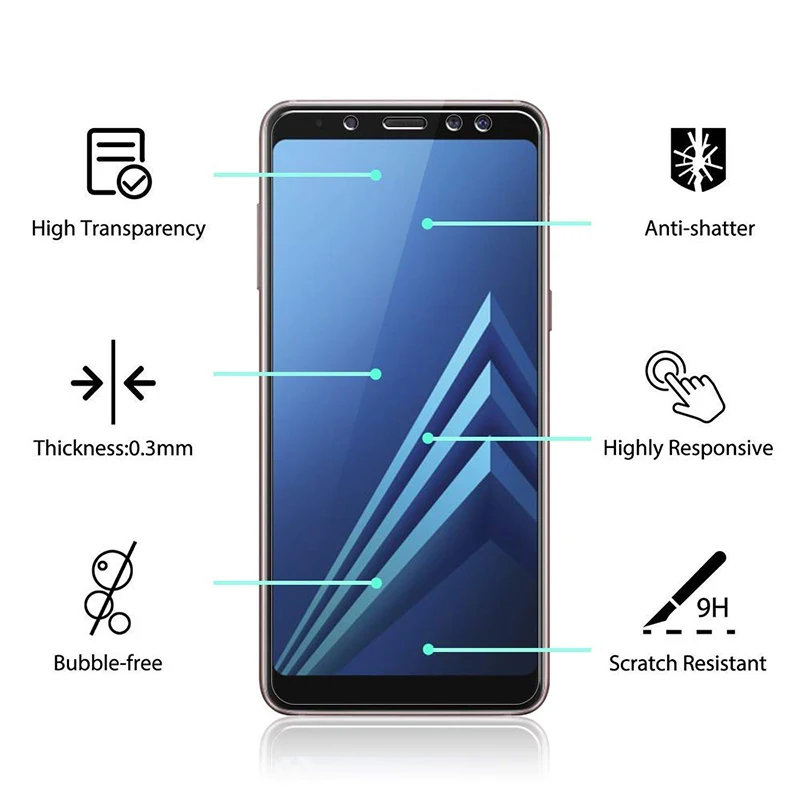2 шт закаленное стекло для samsung Galaxy A8 защита экрана 9H 2.5D телефон на Защитное стекло для samsung A8 Plus стекло