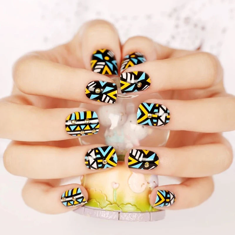 Искусственная Ongle Дизайн ногтей советы 24 шт./компл. геометрический шпильки