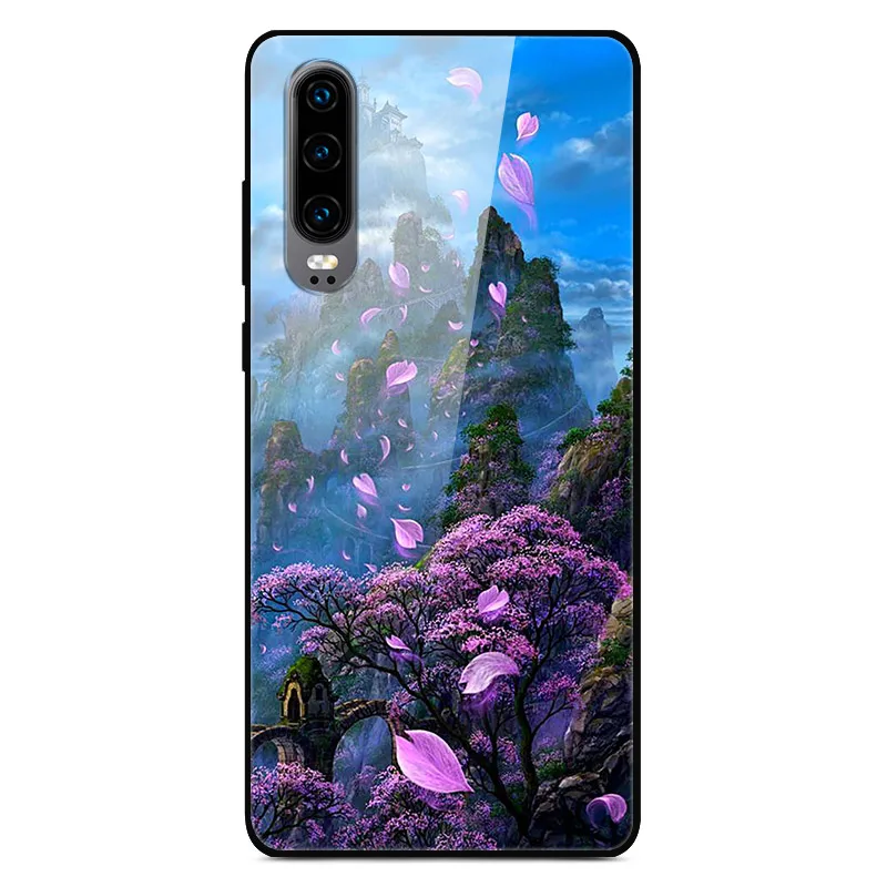 25 Чехол H для huawei P30, жесткий стеклянный чехол для телефона huawei P30 Pro P30Pro, Мягкий бампер, закаленное P 30, пространство для Huawe P30 - Цвет: 25