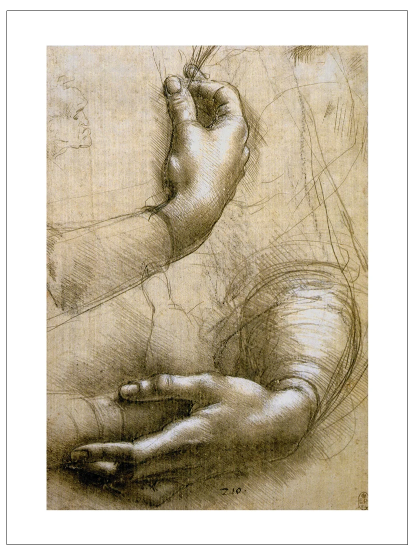 

Canvas prints masterpiece reproduction Leonardo Da Vinci hands Art Poster Print mural painting Study of Female Hands, Drawing