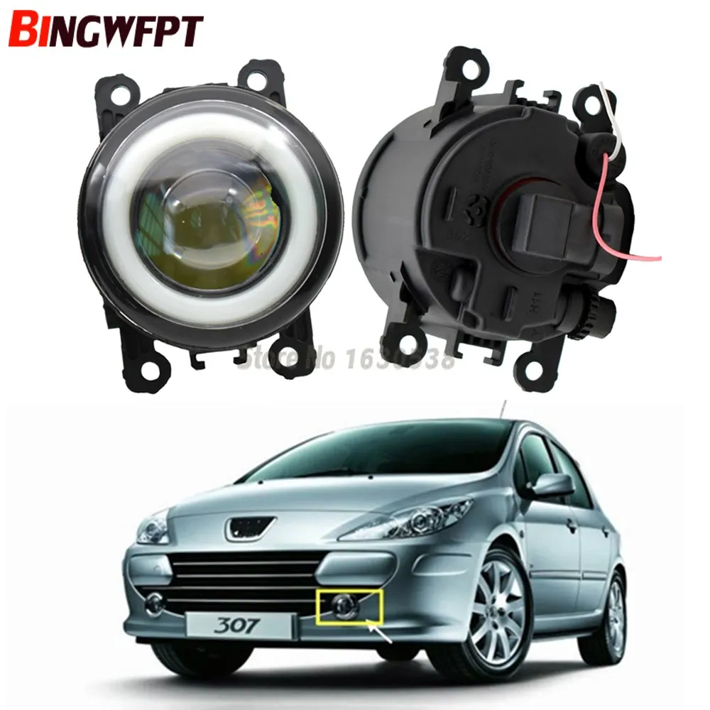 

2pcs/pair (Left+Right) Angel Eye car-styling Fog Lamps LED Lights For Peugeot 307 2002-2008 Car Accessories High Bright
