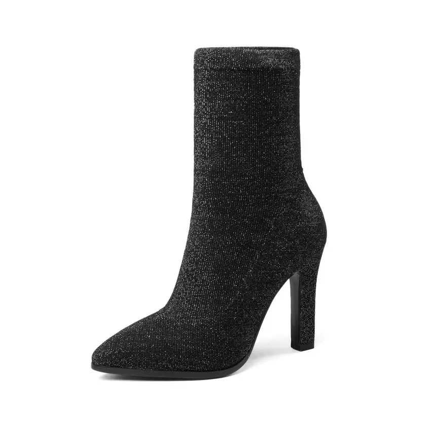 Женские ботинки из лайкры на тонком высоком каблуке размеры 38 39 | Обувь