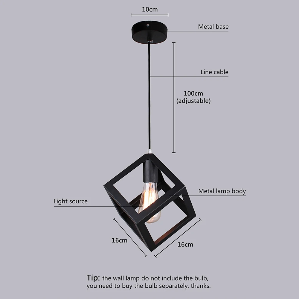 Pendant Lamp American Village Square Creative Living Room Light Loft  Лампы и