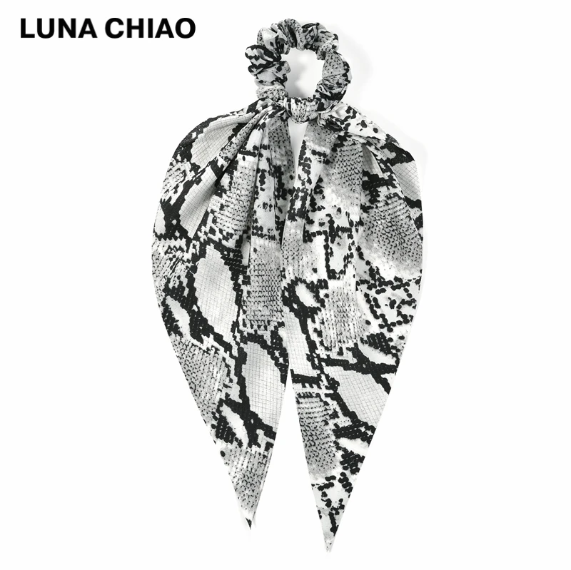 LUNA Чао осень Цвета леопардовой расцветки змеиной кожи узоры волос шарф 5 шт./компл. Ткань резинка для волос Scrunchies с хвостом