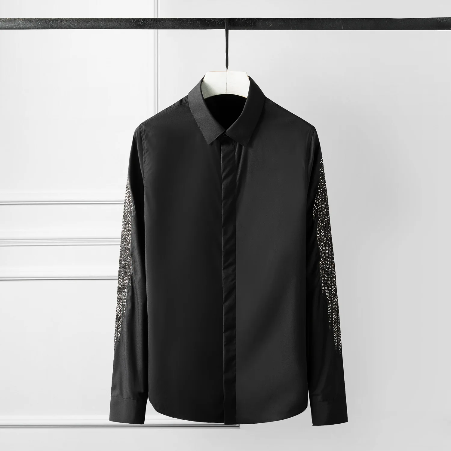 Мужская рубашка с длинным рукавом Модная приталенная Повседневная и крыльями