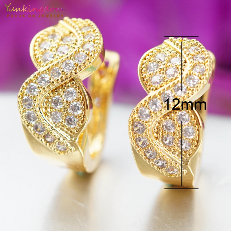 

Yunkingdom brand design Irregular fashion hoop earrings for women white cubic zirconia crystal earring hoops brincos K2175