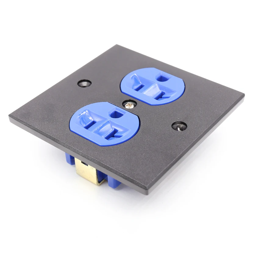 Бесплатная доставка 1x США AC синяя розетка настенная красная медная HIFI дуплексная