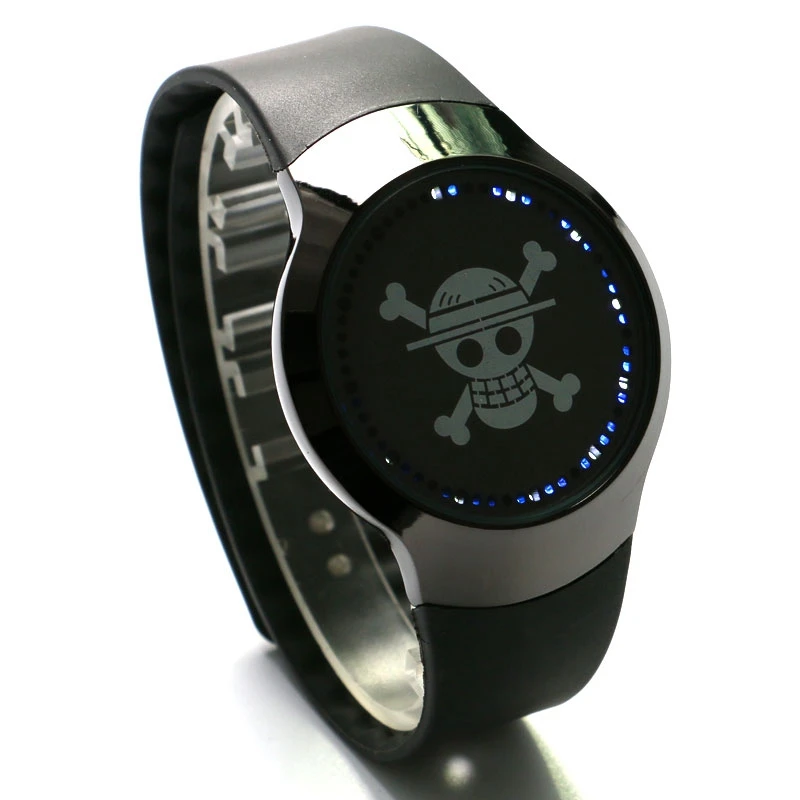 One Piece Black Топ Роскошный синий светодиодный светящийся сенсорный экран часы для мужчин умная электроника цифровой резиновый ремешок цельный TFBoys часы подарки Ulzzang - Цвет: One Piece Black