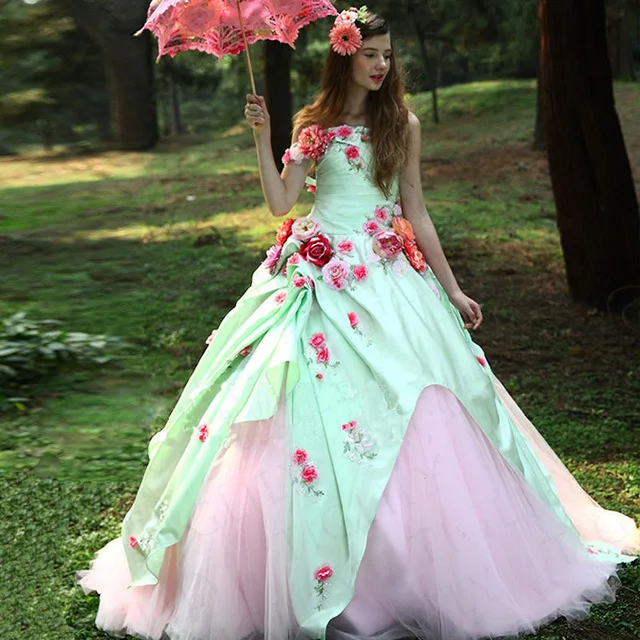 BONJEAN Colourful 3D Flowers Ball Gown Quinceanera Dresses 2019 Sexy Strapless Sweet 16 for Girl's Vestido de 15 Anos | Свадьбы и