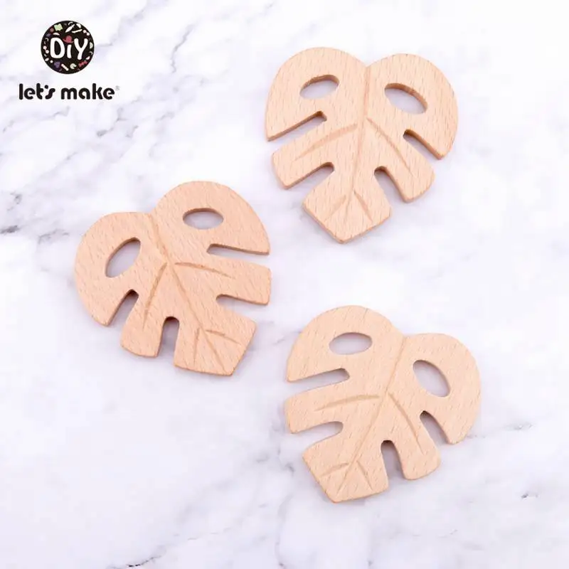 Детские Деревянные Зубные кольца Let's Make 2 шт. грызунки в форме листьев без