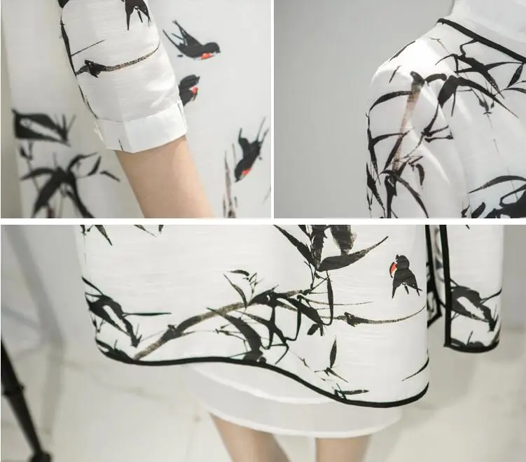 Женское атласное вечернее платье cheongsam, китайское восточное платье Ципао, традиционное китайское ретро платье с рисунком чернил