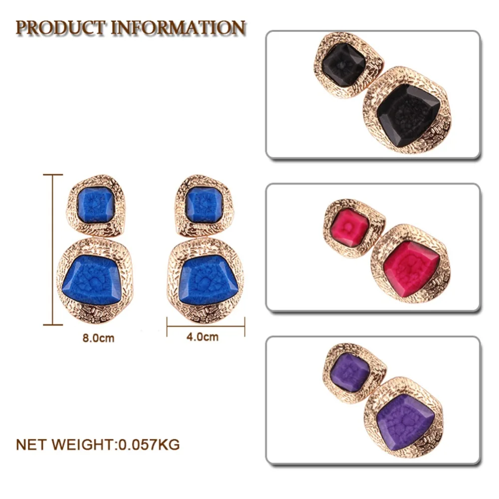 8 Colors Drop Dangle Statement Earrings For Women Vintage Stone Christmas Fashion Jewelry Bohemian Green Indian ZA 2018 | Украшения и