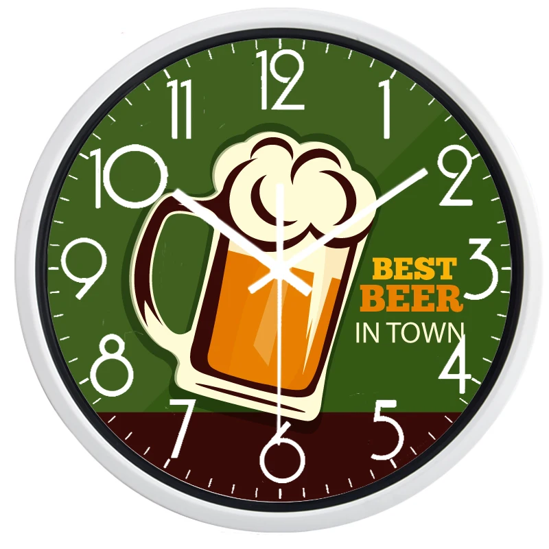 Настенные часы Best Beer In Town стеклянный корпус металлическая рамка звук без тикания