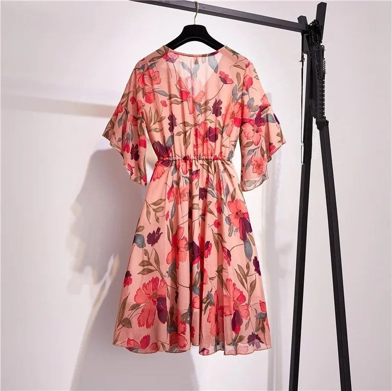 Летнее шифоновое платье с цветочным принтом Vestidos Mujer 9 видов цветов эластичные