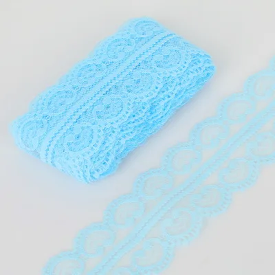 Light Blue Кружевная лента 4,5 см кружевная отделка ткань деревенское свадебное украшение ручной работы вышитая швейная одежда платье DIY материал - Цвет: Light Blue
