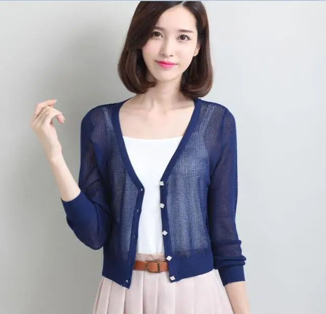 Женский трикотажный кардиган с V образным вырезом и длинным рукавом|knitted cardigan|thin