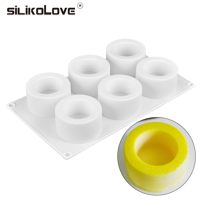SILIKOLOVE 6 отверстий 3D Круглый Мусс плесень маленький торт десерт пудинг чашка для инструментов антипригарное DIY выпечки торт формы