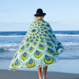 Beach Towel 12 150 см диаметр круглое пляжное полотенце летнее большое шифоновое с цветочным принтом круглое пляжное Полотенце круглое пляжное полотенце купальное полотенце s - Цвет: Beach Towel 12