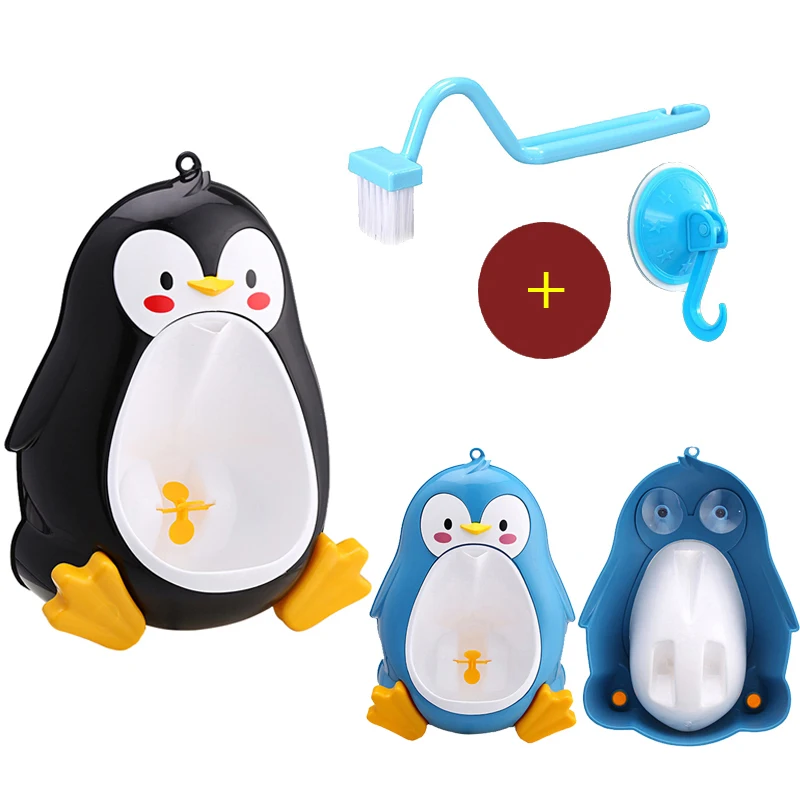 Дети животное Пингвин писсуар унитаз горшок & Hook щетка обучение настенная