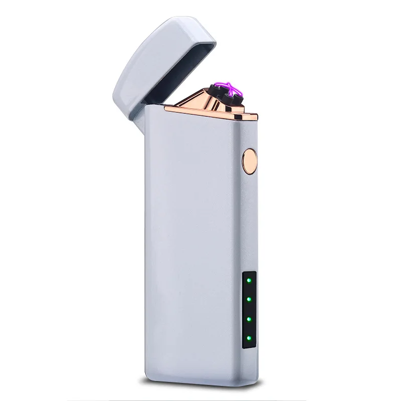 6 USB металлические ветрозащитные сигареты табачный дым зажигалки перезаряжаемые двойной дуги плазменный импульсный индикатор батареи Зажигалка мужской подарок - Цвет: 6