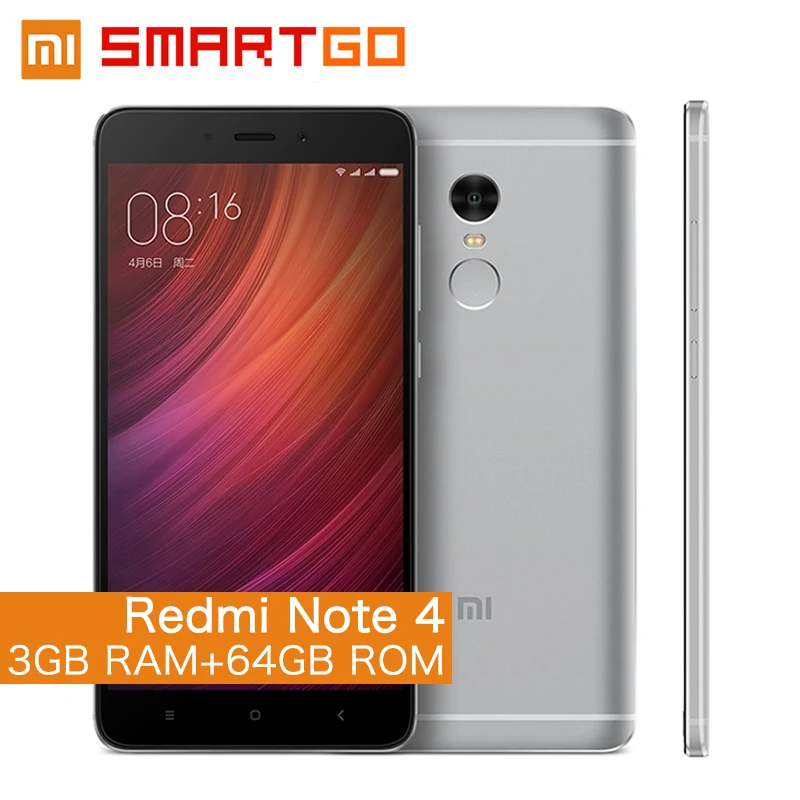 Оригинальный Xiaomi Redmi Note 4 мобильный телефон 3 ГБ Оперативная память 64 Встроенная