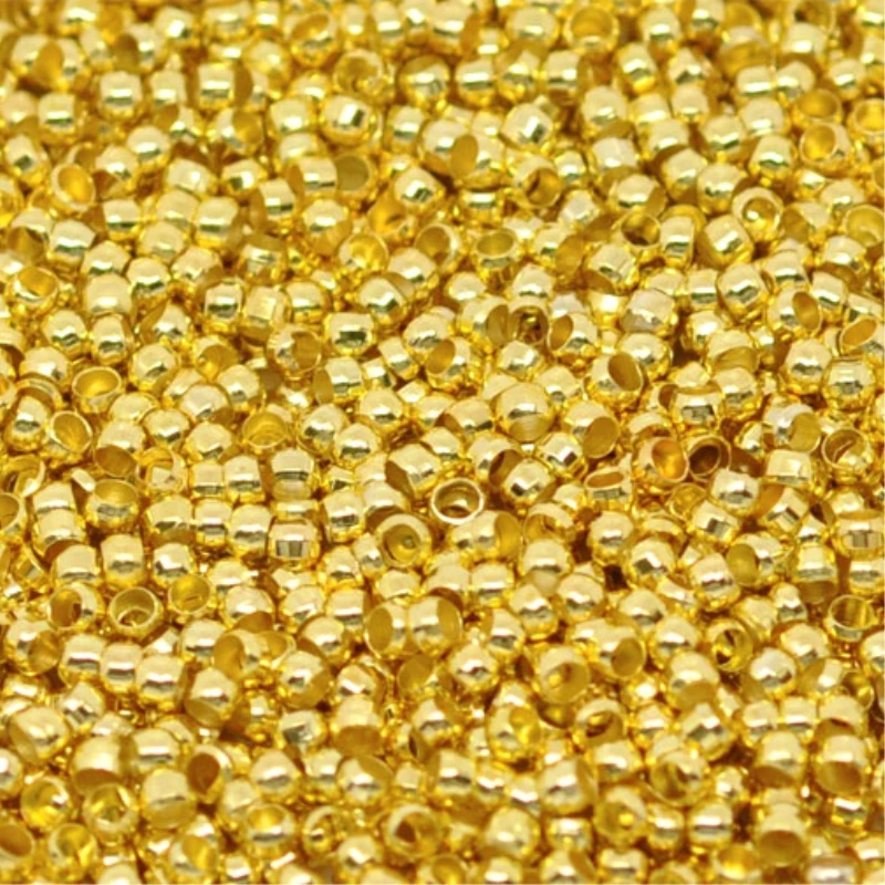 

Коробка Doreen диаметром 2 мм Обжимные бусины золотого цвета, Обжимные бусины, 5000 шт., металлические бусины, сплав кадмия, без отверстий, размер 1...