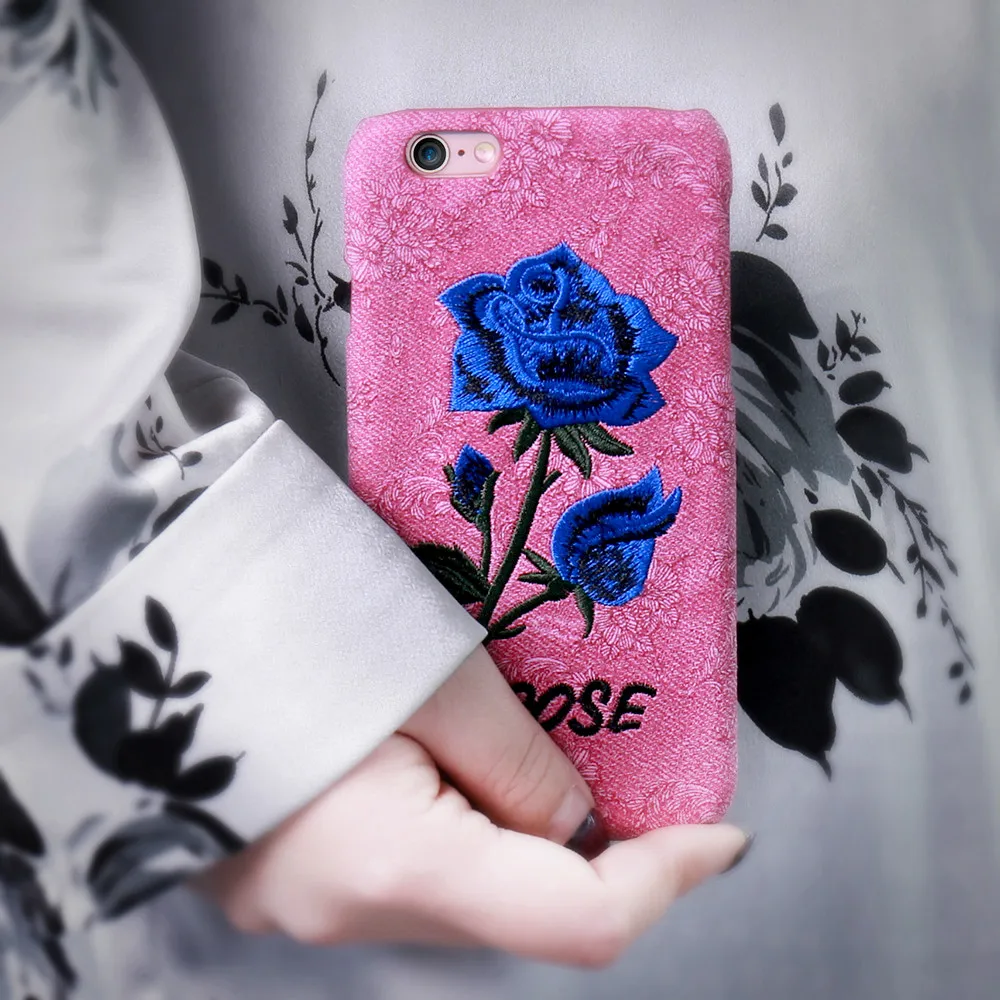 KISSCASE Emboss Rose Patterned Case For iPhone 7 8 6S 6 Plus Back Cover Floral Phone 5S 5 SE Embroidery Shell |