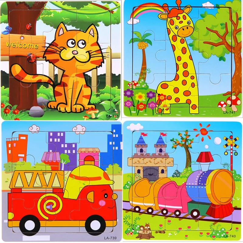24 стиля животные деревянные 3d Пазлы детские развивающие игрушки игры картинка