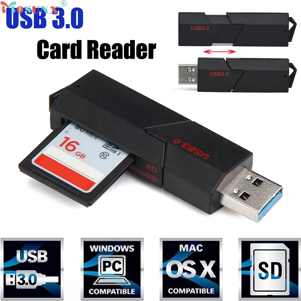 

Mosunx Simplestone 2in1 USB 3.0 High Speed For Micro SD SDXC T-Flash TF Memory Card Reader Adapter 0216