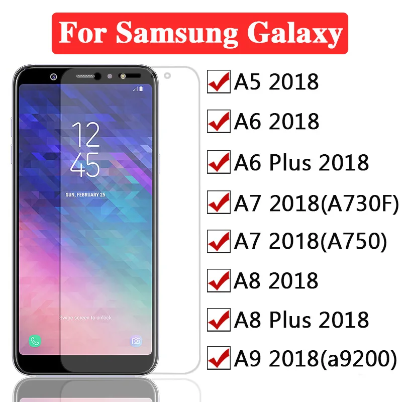 Стекло для samsung galaxy a8 2018 защитное стекло a5 a6 a7 a9 plus закаленное экрана samsong a9200 a750