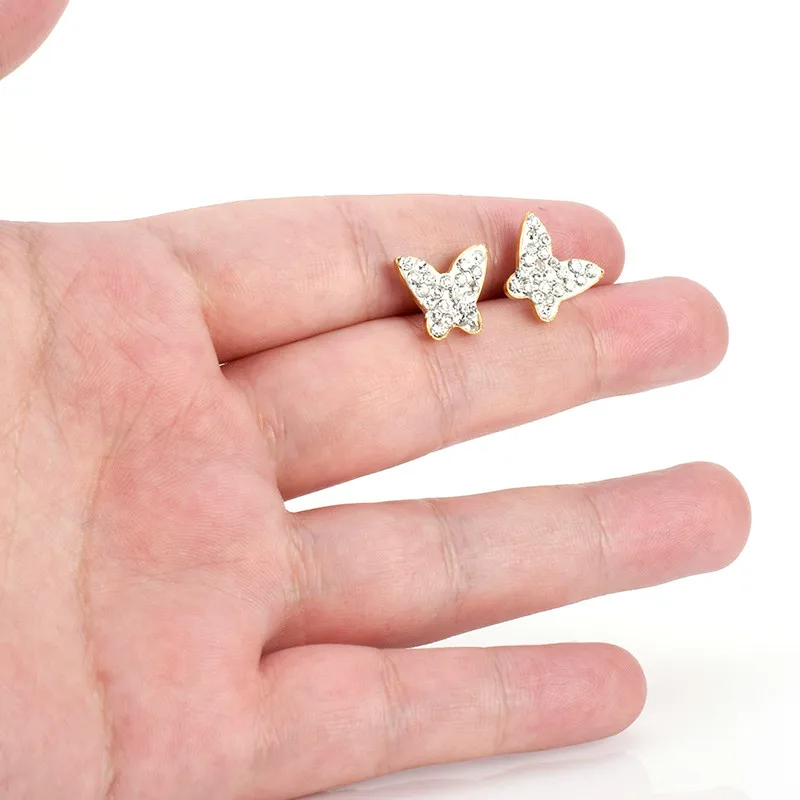 Женские серьги-гвоздики SOITIS серьги из нержавеющей стали в форме бабочки с