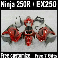fairing kit for kawasaki ninja 250r fairings 2008 2014 ex250 08 09 14 black flames in red zx250 2009 2010 2012 a416