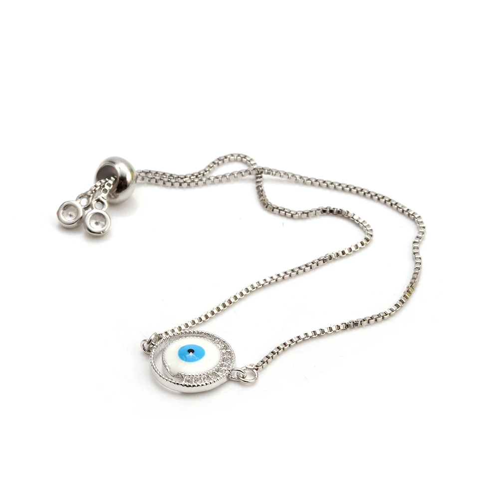 EY6311SR01 Lucky Eye браслет Турецкий Дурной глаз регулируемый браслет с бусинами серебро цвет цепь сборка украшения подарок для женщин EY6311 - Окраска металла: EY6311SR01