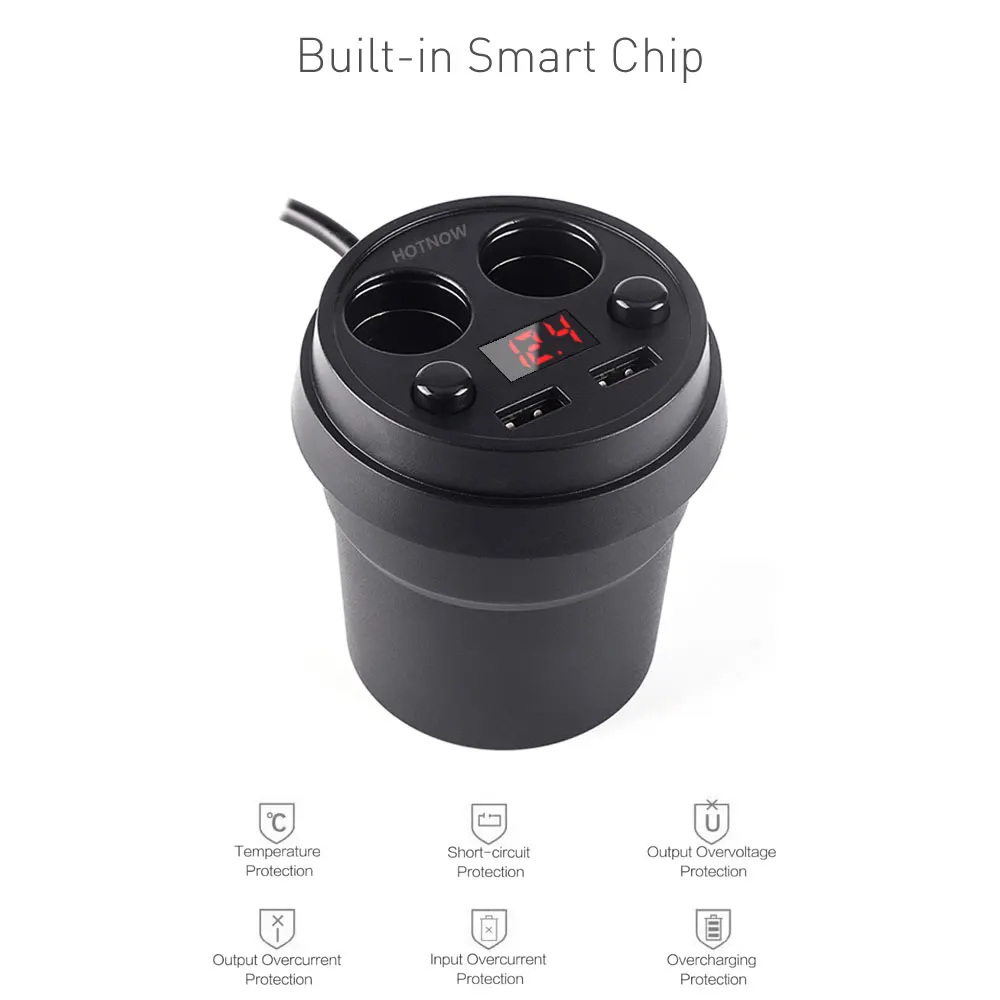 5V 3.1A устройство для автомобиля с двумя портами USB Зарядное устройство и прикуриватель адаптер с светодиодный дисплей Быстрая Зарядное устройство для iPhone для samsung Unviersal Портативный