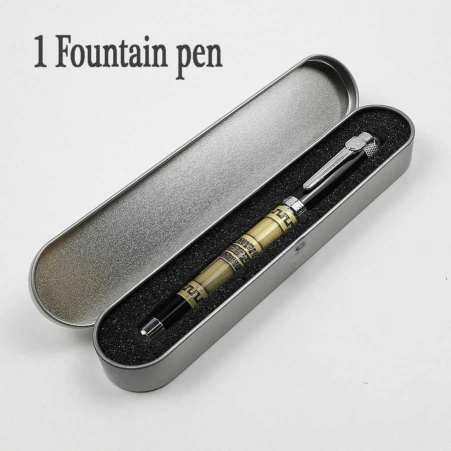 1pcs Golden 1 шт., JINHAO-189, высокое качество, полностью металлическая авторучка, серебряный зажим, "большой медный Штатив", 0,5 мм, средний наконечник, деловая чернильная ручка - Цвет: 1pcs Golden