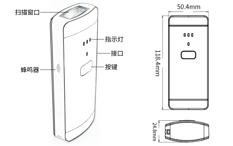 Kercan Bluetooth Беспроводной 1D 2D QR PDF417 Data Matrix сканер штрих-кода, Портативный считывания штрих-кода для мобильного компьютера Экран