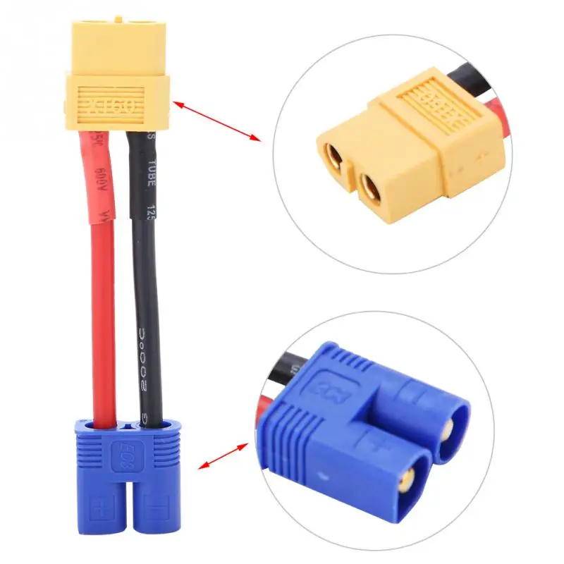 Адаптер питания EC3 штекер к XT60 для аккумуляторов RC 14AWG мягкий силиконовый провод 50