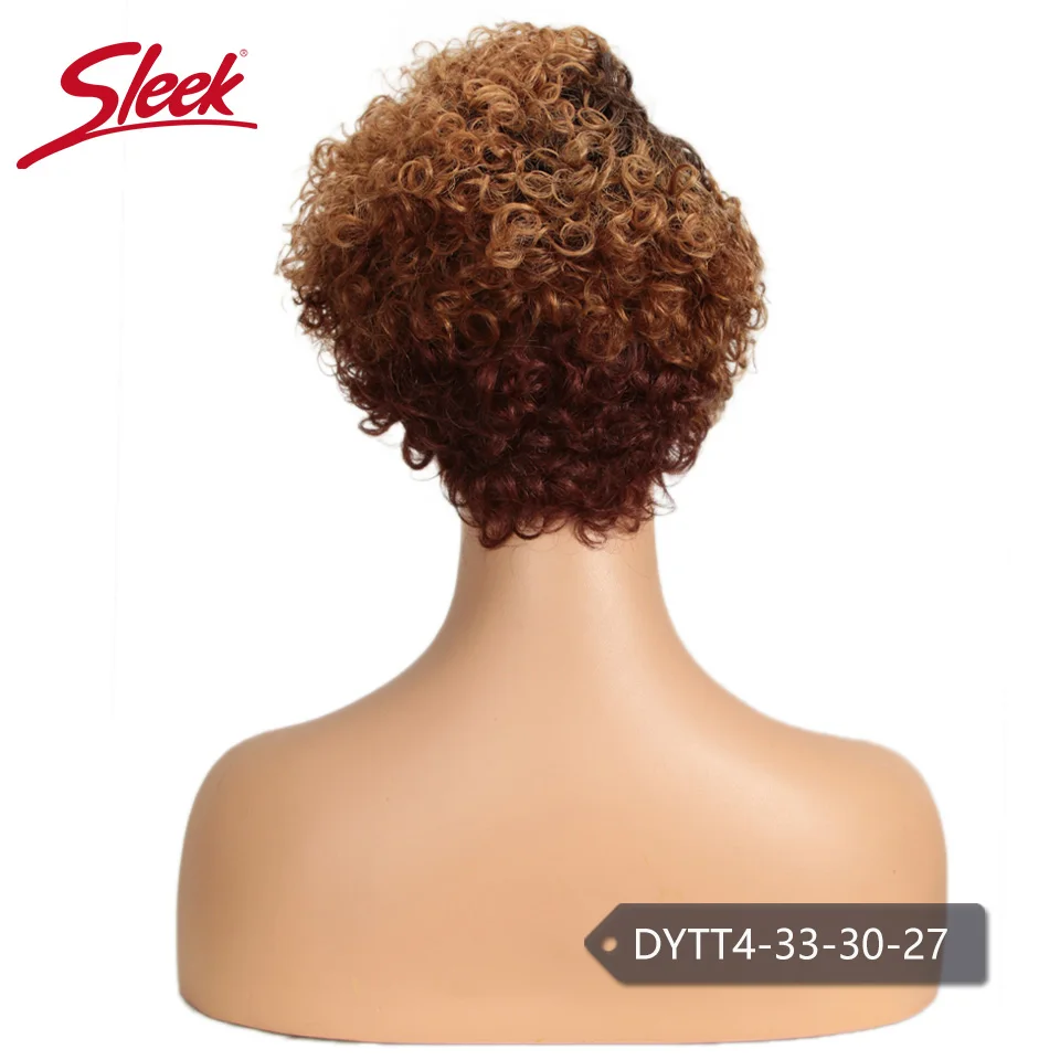 DYTT4-33-30-27 Гладкие короткие кружевные человеческие волосы парики для женщин Омбре бразильские кудрявые человеческие волосы парик Remy Бразильские Волосы Кудрявые кружевные парики - Цвет волос: DYTT4-33-30-27