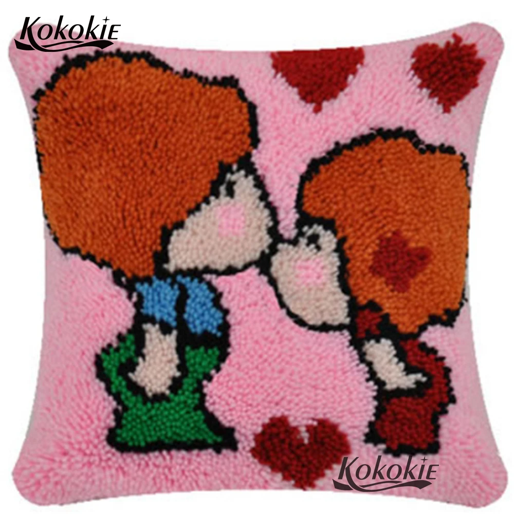 

Latch Hook cross stitch fabric cushion embroider needlework kits Crocheting Rug Yarn Pillowcase lover Throw Pillow diy carpet