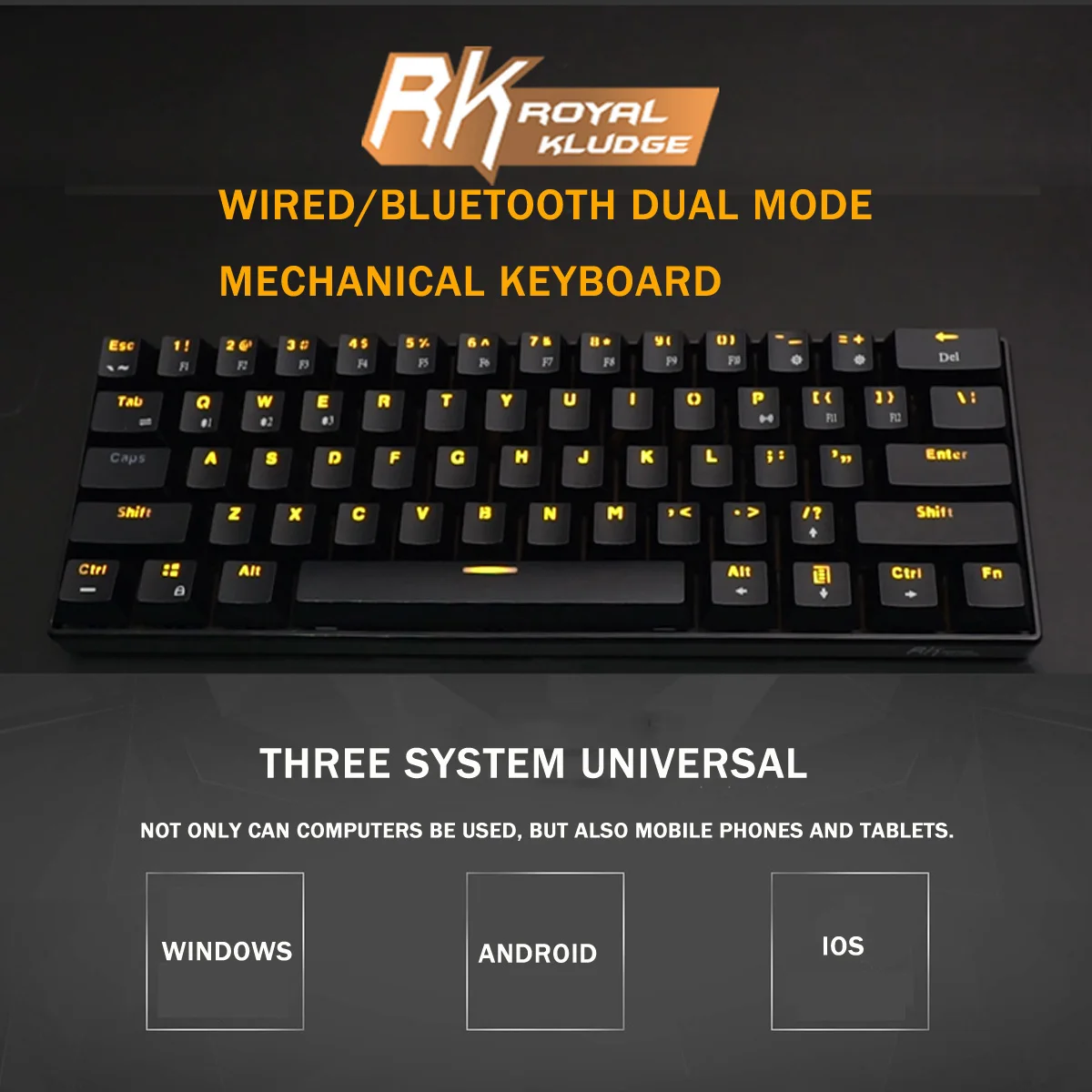 RK 61 Gateron переключатель RGB Механическая игровая клавиатура bluetooth светодиодный водонепроницаемый с подсветкой для рабочего стола английская раскладка