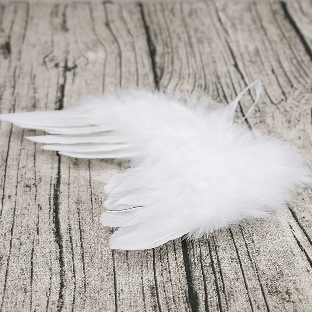 Модные Белые Крылья Ангела из перьев для новорожденных вечеринки косплея