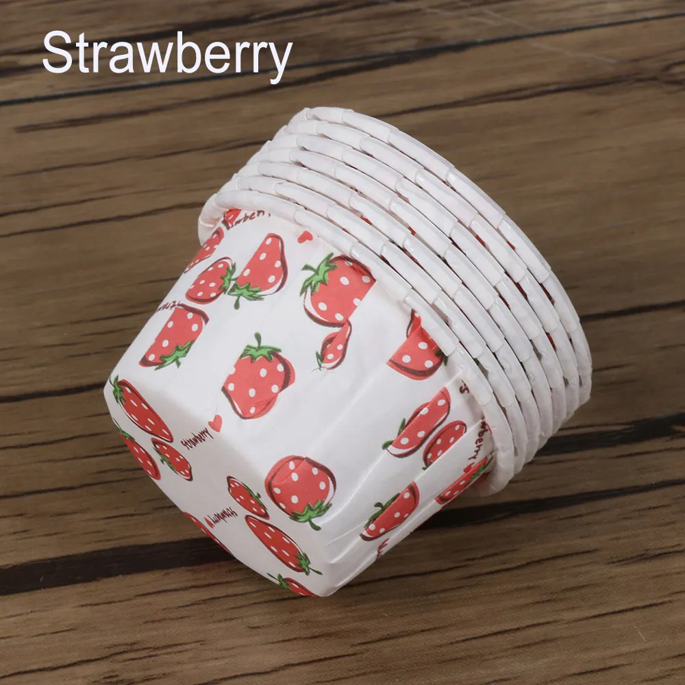 Strawberry 100 шт. бумажный чехол для кекса, в горошек, для украшения бумажных маслостойких вкладышей, для выпечки, для украшения торта, вечерние обертки для выпечки - Цвет: Strawberry