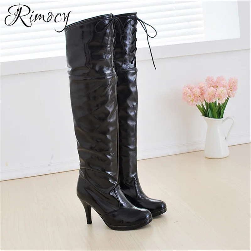 Rimocy/женские высокие сапоги на высоком каблуке-шпильке женские Сапоги выше колена