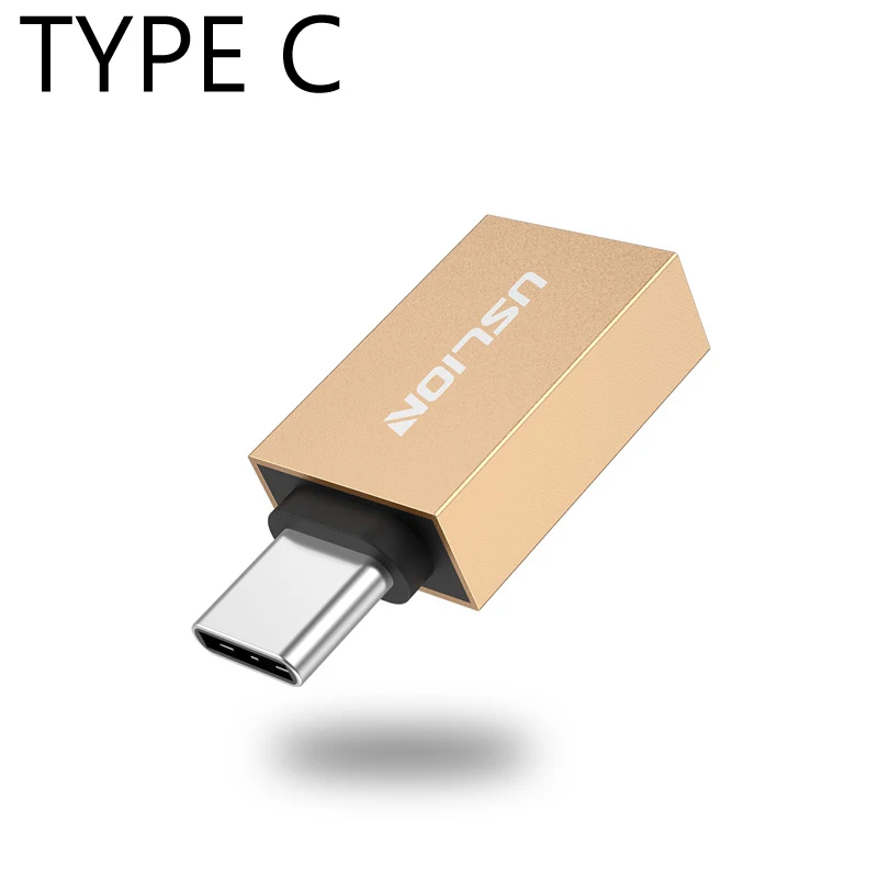 Gold Type C USLION usb type C к USB 3,0 type-C адаптер OTG Mciro Кабельные конвертеры для samsung S10 S9 S8 для Macbook USB C OTG адаптер - Цвет: Gold Type C