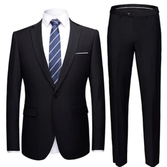 2 pieces set black Модные мужские деловые повседневные бутиковые комплекты из 3 предметов/мужской однотонный Блейзер Куртка пальто жилет брюки жилет - Цвет: 2 pieces set black