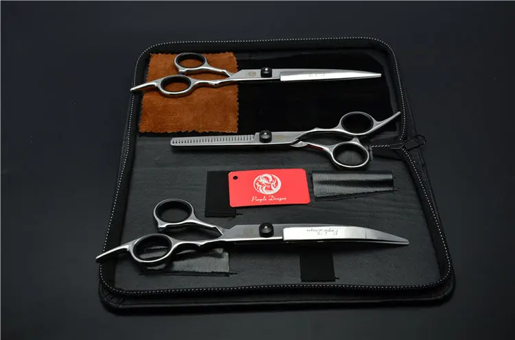 3 шт. костюм 7,0 ''19,5 см Домашние животные Профессиональные Парикмахерские ножницы+ истончение ножницы+ вниз изогнутые ножницы Z3001 - Цвет: Black Screw 1 Set