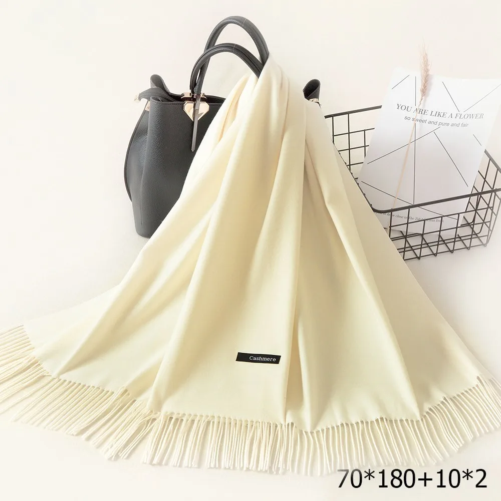 Зимний кашемировый женский тёплый шарф-шаль Foulard Femme Пашмина Косынка шерсть палантин голова шеи длинный зимний шарф для женщин - Цвет: 13