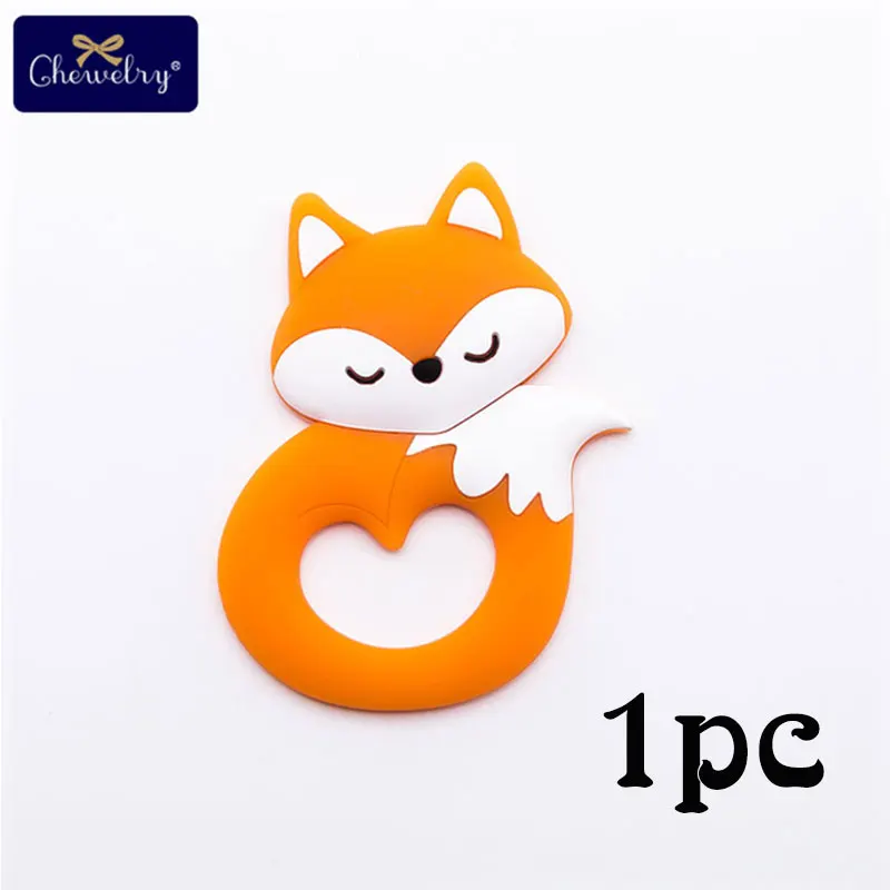 Big Orange Fox 3 шт Силиконовые бусы для прорезывания зубов детские товары грызун животное панда детский Прорезыватель DIY для соски подвеска на цепочке-ожерелье жевательная - Цвет: Big Orange Fox