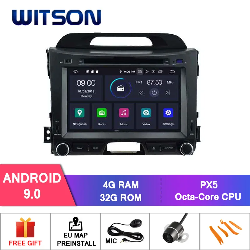WITSON Android 9 0 IPS HD экран для KIA SPORTAGE R 2011 Автомобильный DVD Радио GPS 4 Гб RAM + 32 FLASH 8 Octa Core