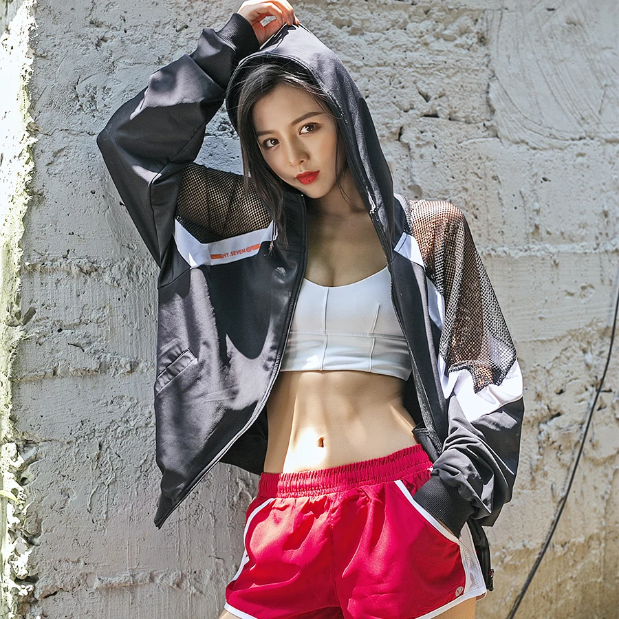 HY SEVEN Women Running Shirts Mesh Yoga Jackets Breathable Shirt Patchwork Top Fitness Sportswear Gym Sports Jacket | Спорт и